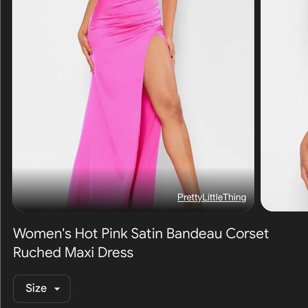 PrettyLittleThing Hot Pink Satin Bandeau Maxi Dress